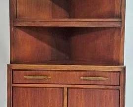 9231 - Vintage Mid-Century Open Top Corner Cabinet 68 x 33 x 15