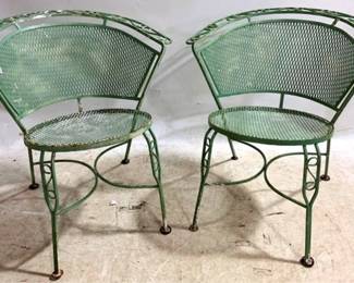 9191 - Pair John Salterini Italian Metal Fan Back Chairs 30 x 27 x 17