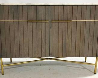 4346 - Modern Geometric 4-Door Credenza Black & Natural 36 x 58 x 17 Treasure Trove