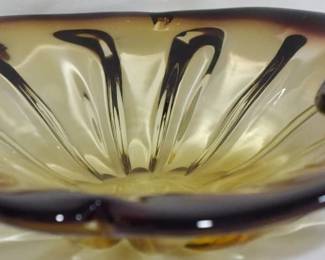 1591 - Amber & Gold Murano Bowl 1.5x6.5
