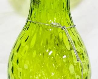 2161 - Signed Blenko Kiwi Green Vase 10.5" Signed by Richard Blenko
