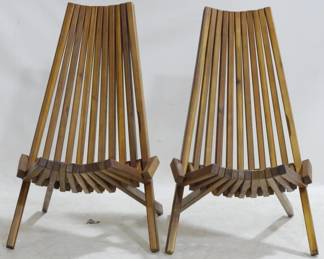 289 - Pair Melino Wooden Folding Chairs 34x21x29