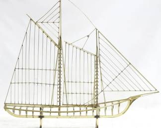 258 - Vintage Signed Curtis Jere Brass Schooner 40x46 Dated 1976