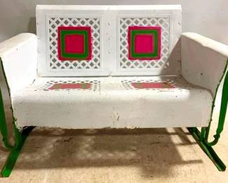 9196 - Vintage Outdoor Glider Loveseat, Painted 32 x 50 x 26
