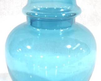 5040 - Blue Glass Apothecary Jar w/ Lid - 11" Tall