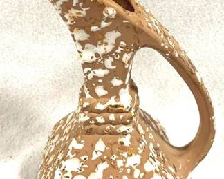 4011 - Vintage MCM Splatter Pottery Ewer - 8" Tall