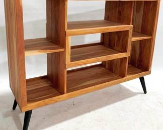 4350 - Modern White Sculptural 3-door Console 34 x 68 x 18 Brass Base