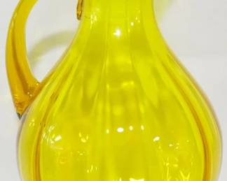 866 - Blenko Honey Yellow Glass Pitcher 14"