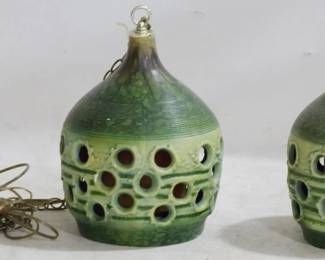 334 - Pair Mid-Century Hanging Swag Pendants 16" You are buying a used as-is electric/electronic item. We do not guarantee all components are present, and if it is not expressly stated, it is untested.
