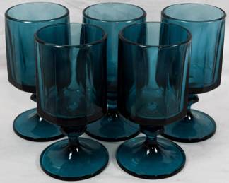 565 - 5 Colony Nouveau Riviera Cerulean Goblets 6"