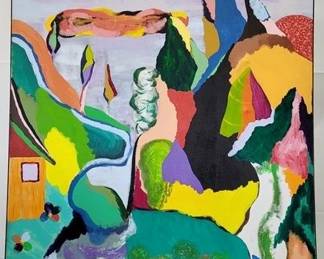 4293 - "Rooster" by Thelma Twery, 1947 oil sketch on wood 22 x 18