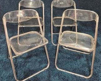 9239 - 4 Mid-Century Italian Lucite Folding Chairs 30 x 19 x 16