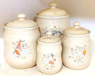 227 - 4 International Marmalade Goose Canisters 10, 9, 8 & 7 tall