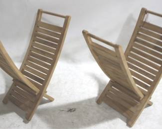 8192 - 2 Teak Wood Folding Stands - 12" x 22" x 23"