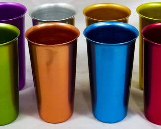 649 - 8 Colored Aluinumware Tumblers 6"