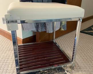 Upholstered Chrome Vanity Stool