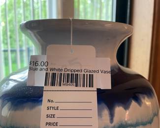 Blue and White Dripped Glazed Vase