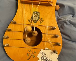 Vintage Wood Owl Door Harp