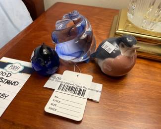 Blue Swirled Blown Glass Paperweight