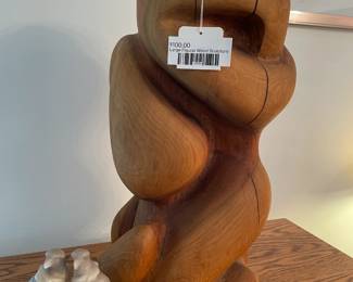 Large Figural Wood Sculpture, Bird Bookends