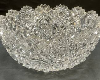 110: Antique ABP Hand Cut Glass Hobstar Bowl