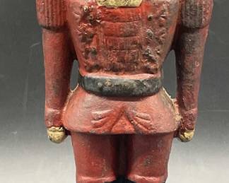 Vintage Painted Iron Nut Cracker Figural Doorstop