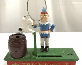 Antique Trick Dog Iron Coin Bank