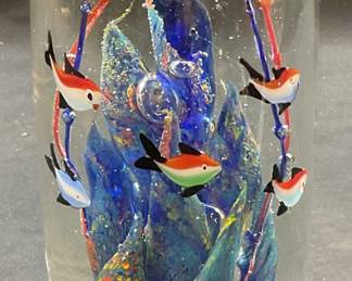 117: Hand Blown Art Glass Fish Aquarium Figural