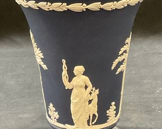 93: Wedgwood Dark Blue Jasperware Vase, England