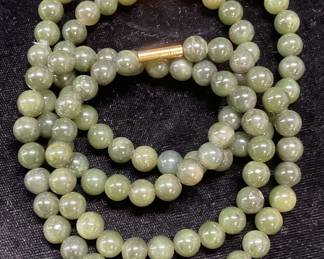 Lot 2 Vintage Jade Beaded Necklaces