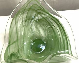 89: Hand Blown Murano Glass Bowl Green