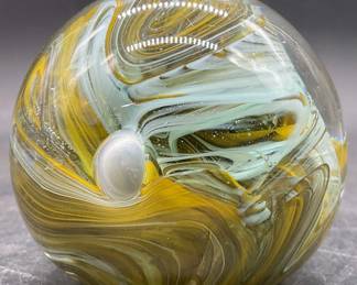 134: Handmade Swirled Art Glass Paperweight
