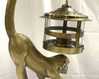 199: INTERLUDE HOME Brass Monkey Lantern Lamp