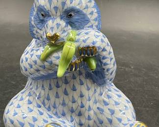 160: HEREND HUNGARY Fishnet Porcelain Panda Figural