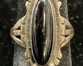 Vintage Sterling Silver Black Onyx Ring