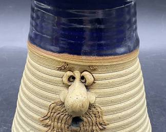182: Vintage Ugly Funny Face Handmade Pottery Vase