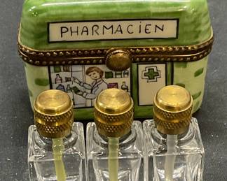 Limoges Porcelain Pharmacy Perfume Trinket Box Fra