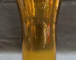 158: Vintage GOEBEL Amber Art Glass Fluted Vase