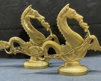 104: Pair Venetian Brass Gondola Seahorse Locks