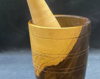 Vintage Turned Wood Mortar & Pestle