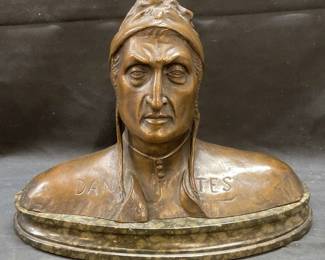 101: Vintage Bronze Bust of Dante Alighieri