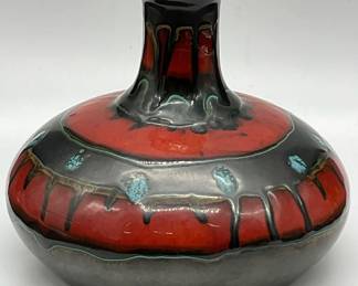 155: Artist Signed Handmade Glazed Pottery Vase