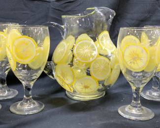 KATHY 9 Pc Hand Painted Garden Party Glass Set