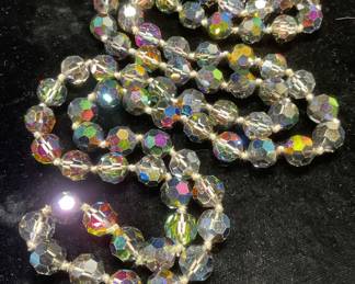 Vintage Aurora Borealis Crystal Beaded Necklace