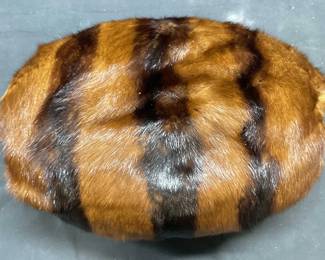 Vintage Brown Fur Striped Muff Hand Warmer
