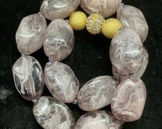174: Vintage Chunky Faux Smokey Quartz Necklace