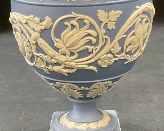 94: Wedgwood Blue Jasperware Arabesque Urn