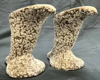 84: ROYAL HAEGER Popcorn Splatter Ceramic Candlesticks