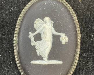 Vtg Wedgwood Sterling Silver Jasperware Brooch