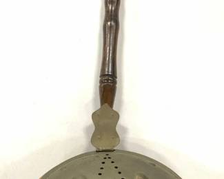 Antique Wood & Brass Bed Warmer
